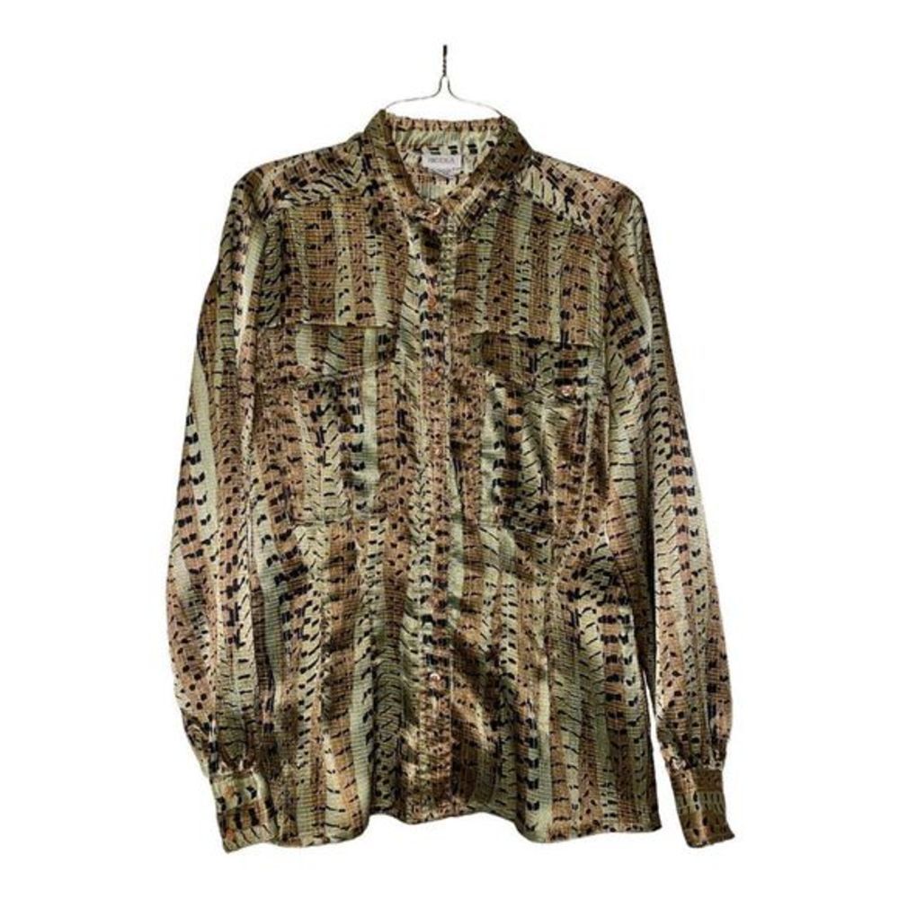 Nicola polyester animal print long sleeve‎ button up blouse